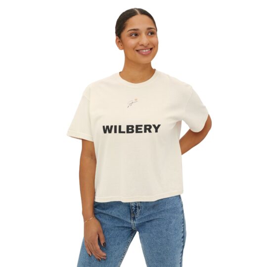 Women's Boxy Tee with 'WILBERY' Logo & Geometric Design | Casual Chic Style