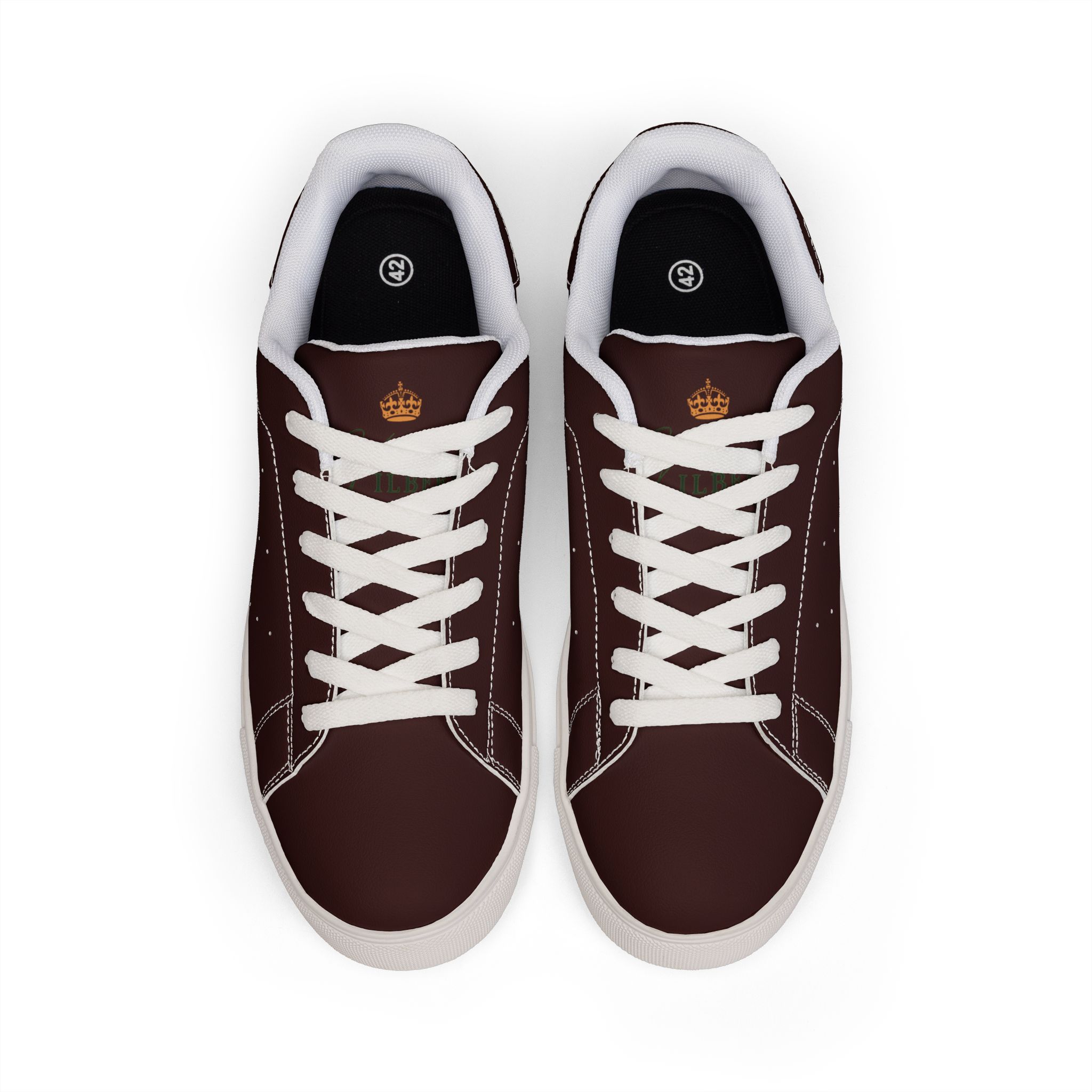 Men's Brown Leather Low-Top Sneakers — Classic Casual Lace-Up Shoes